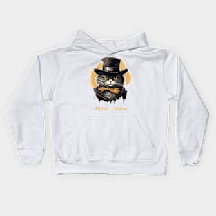 Meow: Wanted Cat on the Loose Kids Hoodie